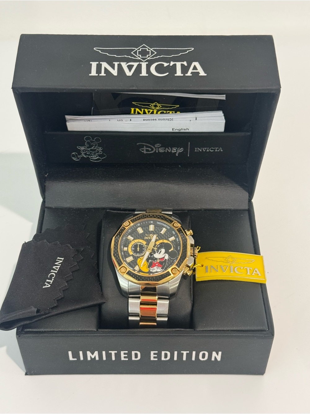 Disney Mickey Mouse invicta Limited Edition Watch 27359 Two Tone Carbon Dial